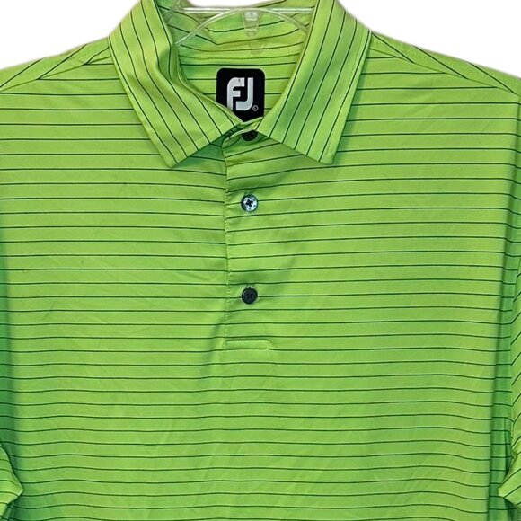 FootJoy (FJ) Green Grey Stripe‎ Golf Performance Polo Collared Shirt Large - Picture 1 of 7